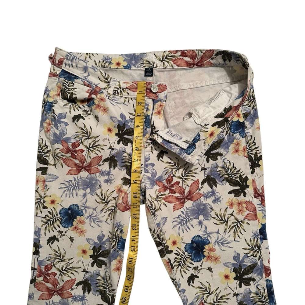 Tommy Bahama Ankle Floral Denim Jeans Womens 14 Multicolor Beach Tropical Pants - Picture 3 of 16